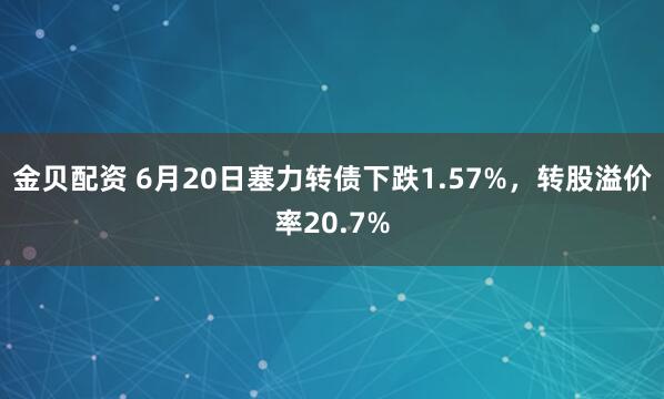 金贝配资 6月20日塞力转债下跌1.57%，转股溢价率20.7%